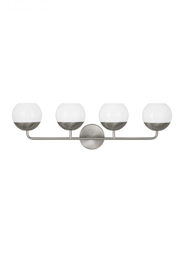 Alvin modern LED 4-light indoor dimmable bath vanity wall sconce in brushed nickel silver finish wit