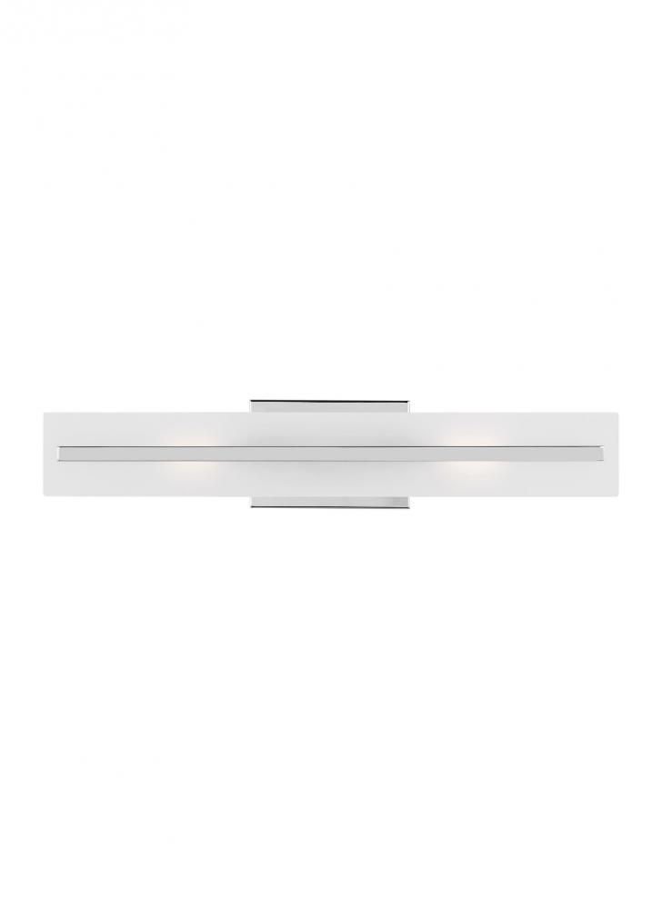 Dex contemporary 2-light indoor dimmable medium bath vanity wall sconce in chrome finish with satin