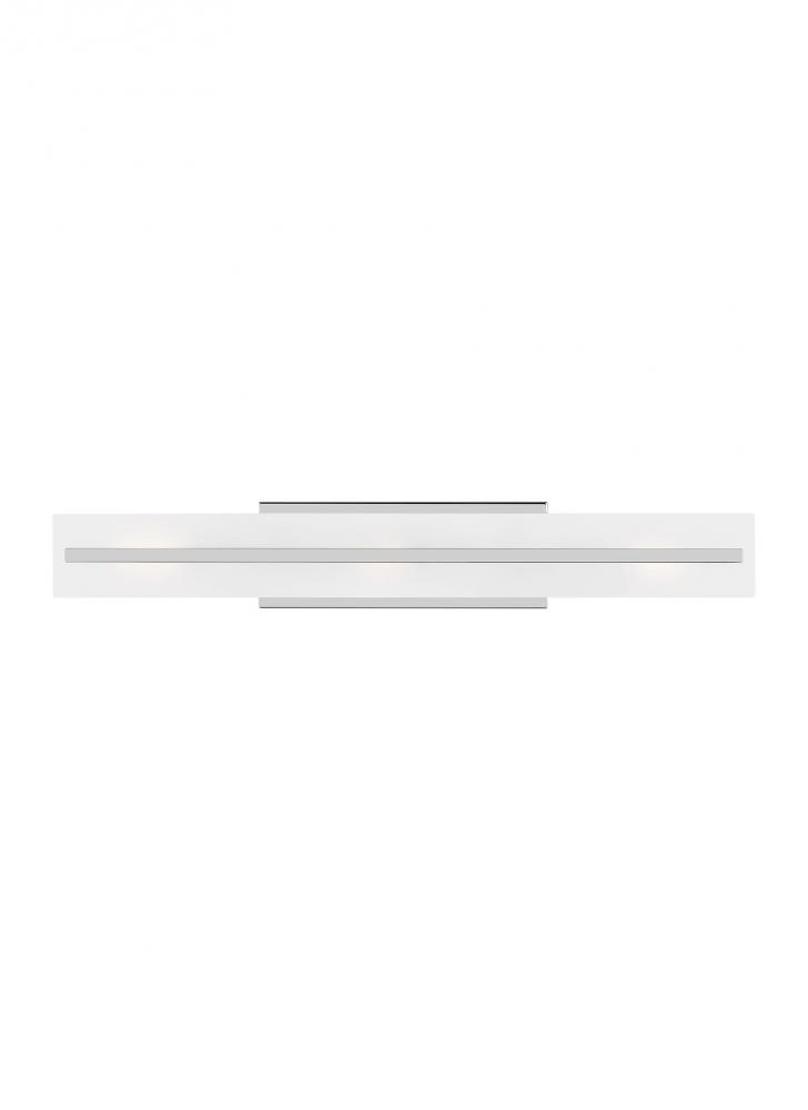 Dex contemporary 3-light indoor dimmable large bath vanity wall sconce in chrome finish with satin e