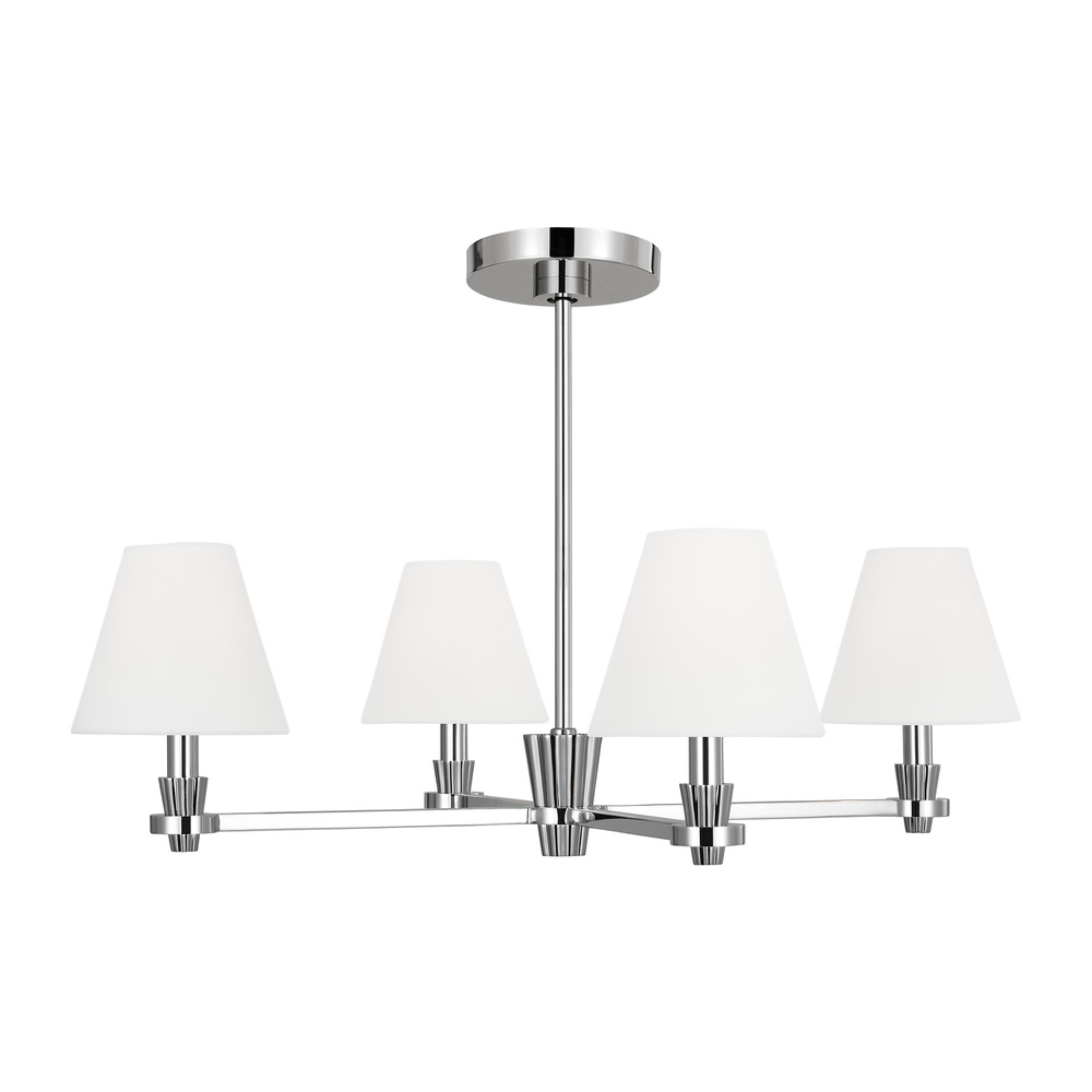 Paisley transitional dimmable indoor medium 4-light chandelier in a polished nickel finish with whit