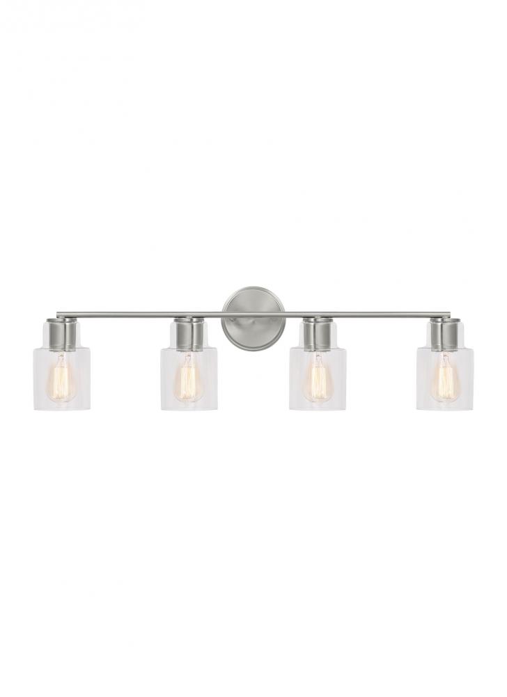 Sayward Transitional 4-Light Bath Vanity Wall Sconce in Brushed Steel Silver Finish