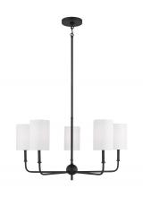 Visual Comfort & Co. Studio Collection 3109305EN-112 - Foxdale transitional 5-light LED indoor dimmable chandelier in midnight black finish with white line