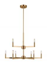 Visual Comfort & Co. Studio Collection 3164209EN-848 - Fullton modern 9-light LED indoor dimmable chandelier in satin brass gold finish
