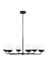 Visual Comfort & Co. Studio Collection 3168106EN3-112 - Alvin modern LED 6-light indoor dimmable chandelier in midnight black finish with white milk glass g