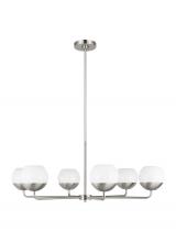 Visual Comfort & Co. Studio Collection 3168106EN3-962 - Alvin modern LED 6-light indoor dimmable chandelier in brushed nickel silver finish with white milk