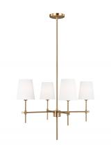 Visual Comfort & Co. Studio Collection 3187204-848 - Baker modern 4-light indoor dimmable ceiling small chandelier pendant light in satin brass gold fini