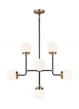 Visual Comfort & Co. Studio Collection 3187908EN-848 - Cafe mid-century modern 8-light LED indoor dimmable ceiling chandelier pendant light in satin brass