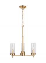 Visual Comfort & Co. Studio Collection 3190303EN-848 - Zire dimmable indoor LED 3-light chandelier in a satin brass finish with clear glass shades