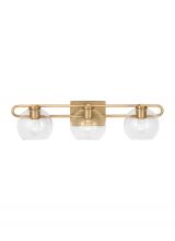 Visual Comfort & Co. Studio Collection 4455703-848 - Codyn contemporary 3-light indoor dimmable bath vanity wall sconce in satin brass gold finish with c