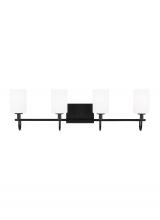 Visual Comfort & Co. Studio Collection 4457104EN3-112 - Oak Moore traditional 4-light LED indoor dimmable bath vanity wall sconce in midnight black finish a