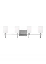 Visual Comfort & Co. Studio Collection 4457104EN3-962 - Oak Moore traditional 4-light LED indoor dimmable bath vanity wall sconce in brushed nickel silver f
