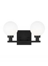 Visual Comfort & Co. Studio Collection 4461602-112 - Clybourn modern 2-light indoor dimmable bath vanity sconce in midnight black finish with white milk