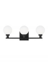 Visual Comfort & Co. Studio Collection 4461603-112 - Clybourn modern 3-light indoor dimmable bath vanity sconce in midnight black finish with white milk