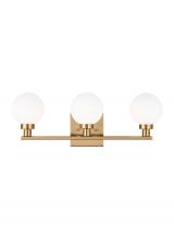 Visual Comfort & Co. Studio Collection 4461603-848 - Clybourn modern 3-light indoor dimmable bath vanity sconce in satin brass gold finish with white mil