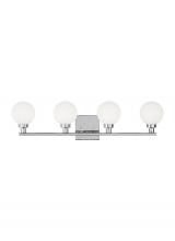 Visual Comfort & Co. Studio Collection 4461604-05 - Clybourn modern 4-light indoor dimmable bath vanity sconce in chrome finish with white milk glass sh