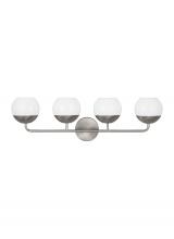Visual Comfort & Co. Studio Collection 4468104EN3-962 - Alvin modern LED 4-light indoor dimmable bath vanity wall sconce in brushed nickel silver finish wit