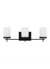 Visual Comfort & Co. Studio Collection 4490303-112 - Zire dimmable indoor 3-light LED wall light or bath sconce in a midnight black finish with etched wh