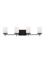 Visual Comfort & Co. Studio Collection 4490304-112 - Zire dimmable indoor 4-light wall light or bath sconce in a midnight black finish with etched white