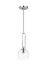 Visual Comfort & Co. Studio Collection 6155701-962 - Codyn contemporary 1-light indoor dimmable mini pendant in brushed nickel silver finish with clear g