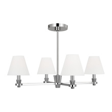 Visual Comfort & Co. Studio Collection AC1114PN - Paisley transitional dimmable indoor medium 4-light chandelier in a polished nickel finish with whit