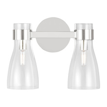 Visual Comfort & Co. Studio Collection AEV1002PN - Moritz mid-century modern 2-light indoor dimmable bath vanity wall sconce in polished nickel silver