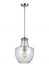 Visual Comfort & Co. Studio Collection P1461SN - Baylor contemporary 1-light indoor dimmable ceiling hanging single pendant light in satin nickel fin