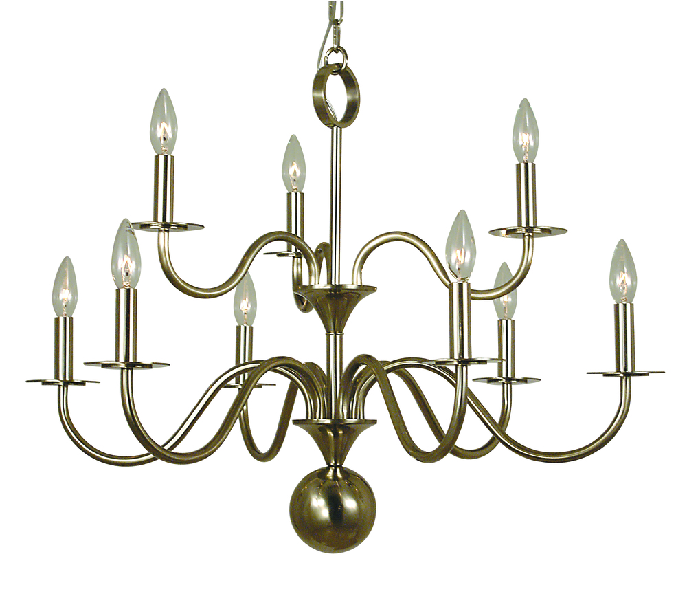 9-Light German Silver Jamestown Dining Chandelier