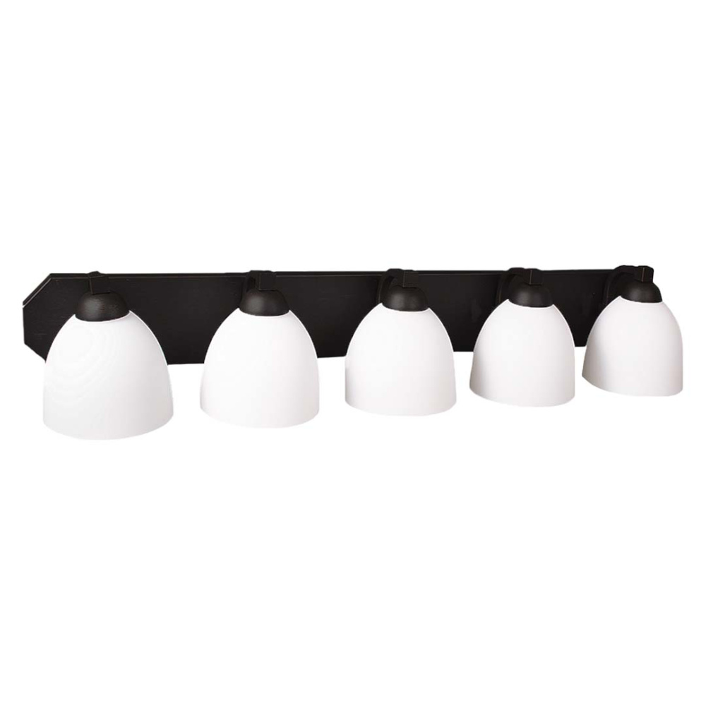 5-Light Contemporary Vanity - MB White Glass