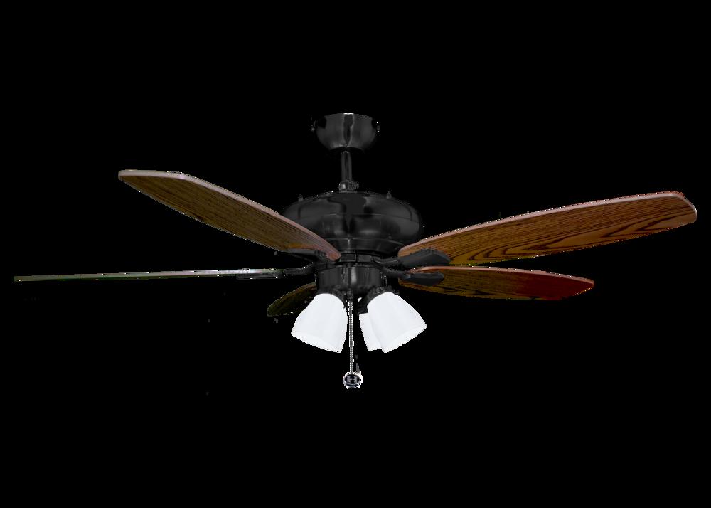 52" 5-Blade UFO Fan MB Black/Walnut Blades 4-Light Clear LED Kit
