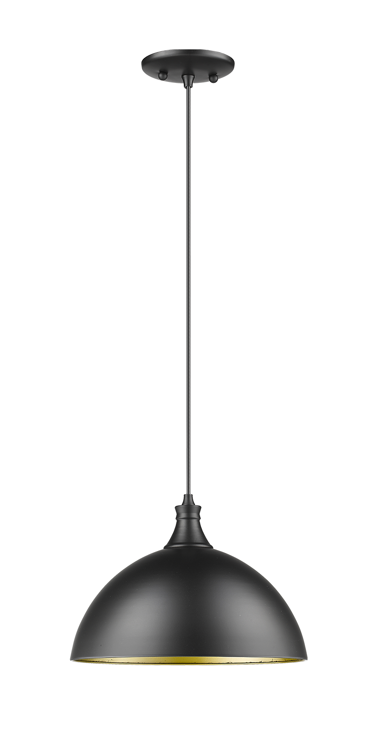 Vivio- Mia 1-Light 12" Metal Shade Corded Pendant- Matte Black Finish