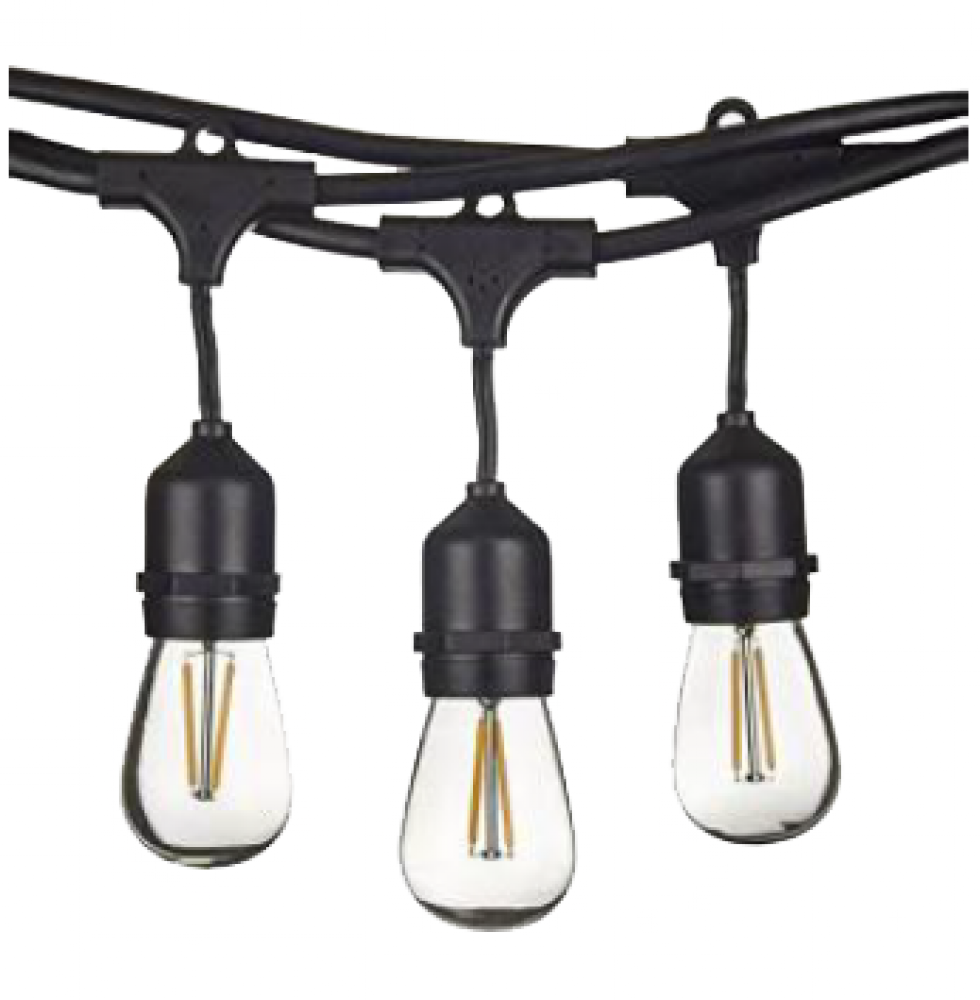 Vivio- Soli String Lights (48 Ft/ 15 Sockets)- Black Finish- 17 Bulbs Included