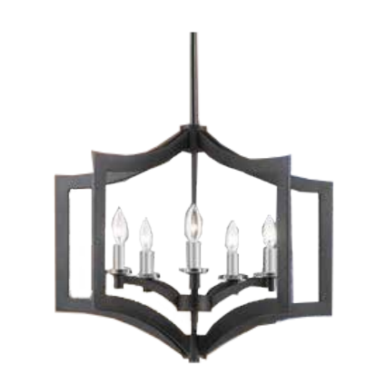 Vivio Maya 5-Light Chandelier - MB with CH Accents