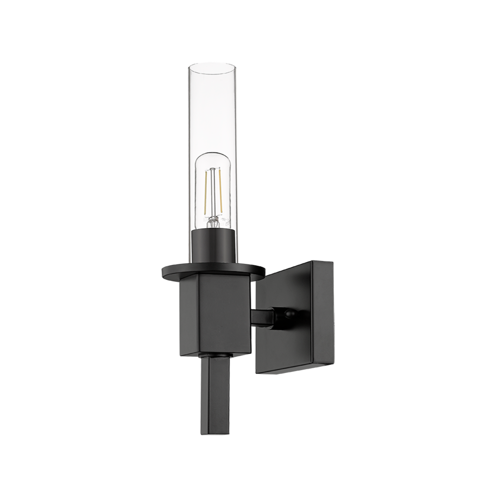 Vivio Roma 1-Light Clear Tube Glass Sconce - MB T10 8.5W LED 4K Lamps Included