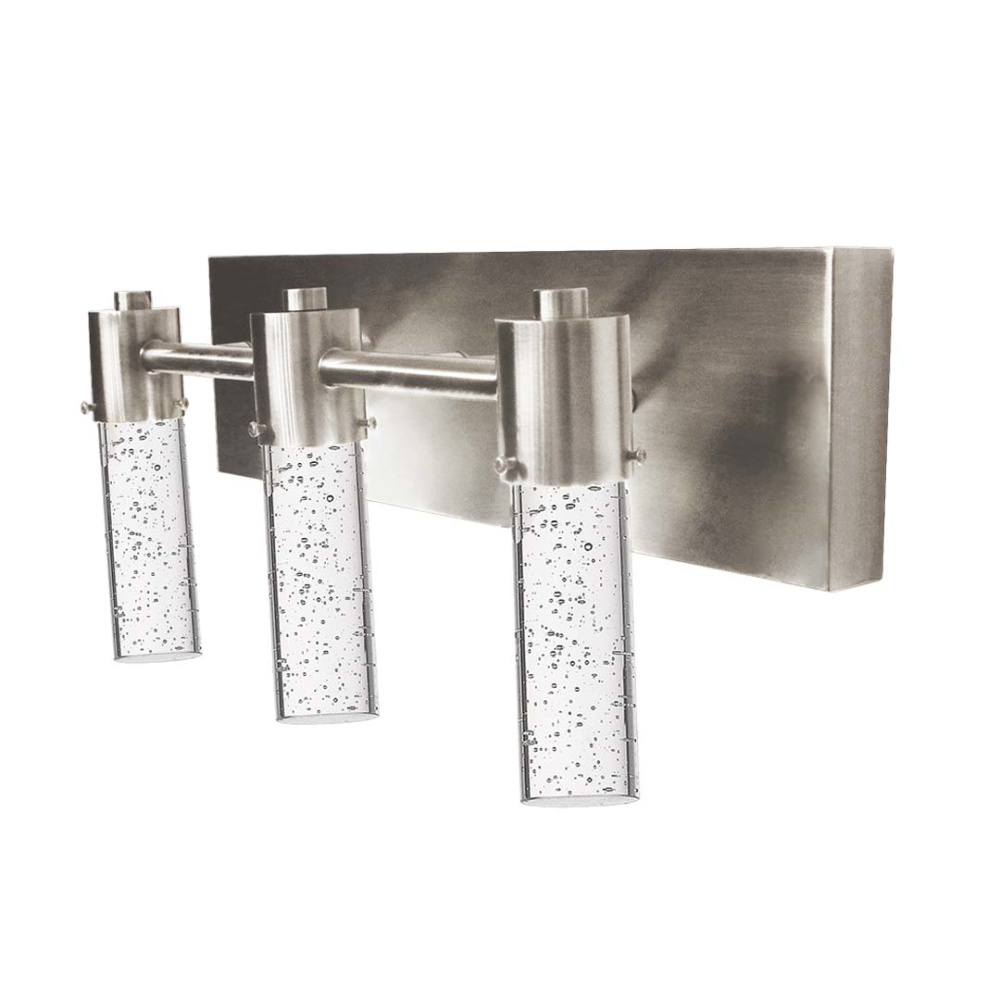 Vivio Soffi LED Rectangle Vanity - Brushed Nickel Seeded Glass 15W 4000K
