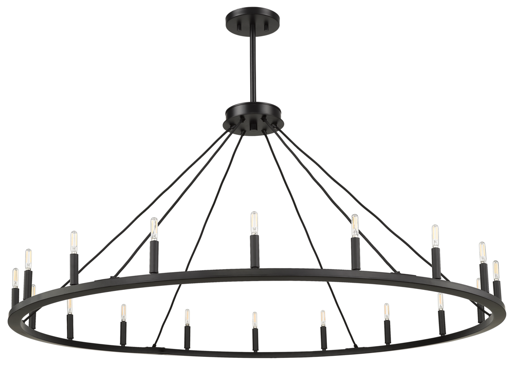 18 Light 60" Big Ring Single Tier Chandelier - MB T6-3K Lamps Included