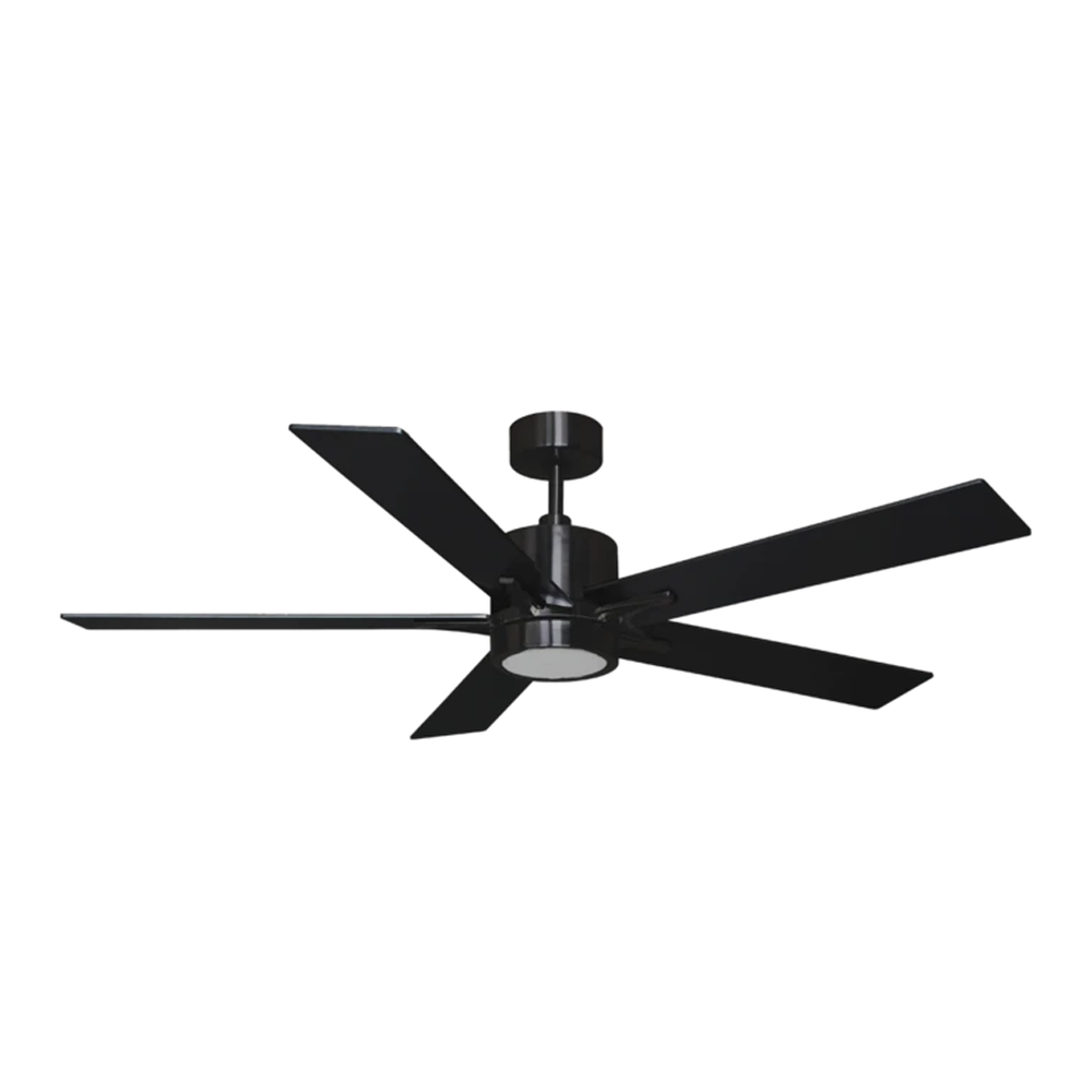 5-Blade 52" MB Modern Cylinder Fan Matte Black Walnut Blades WC-6-WH