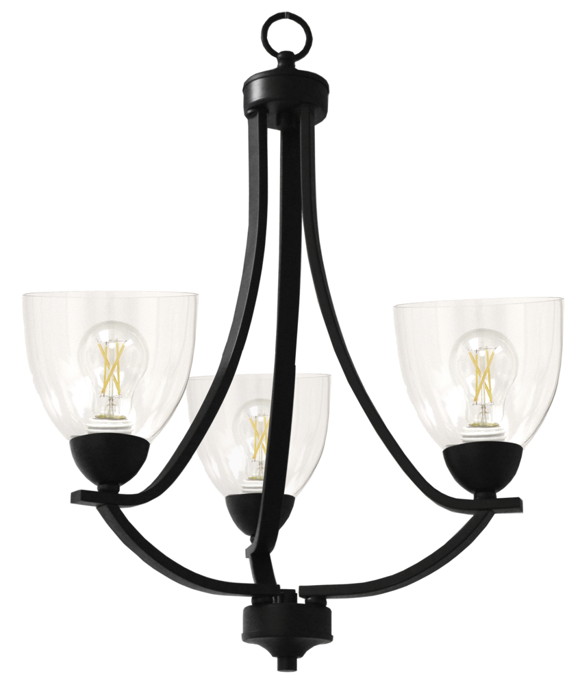 Victoria 3-Light Chandelier - MB Clear Glass