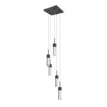 HOMEnhancements 70034 - Vivio Pixi 5-Light Illuminated Glass Cube Pendant - Matte Black