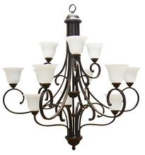 HOMEnhancements 18470 - Alpine Series 12 Light Chandelier - RB White Glass