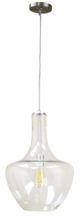 HOMEnhancements 19512 - 14" Clear Glass Beehive Pendant- Brushed Nickel Finish- Silver Braided Cord
