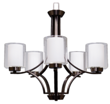 HOMEnhancements 18788 - Sonora 5-Light Chandelier - MB - Clear & White Glass