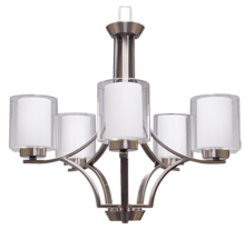 HOMEnhancements 18785 - Sonora 5-Light Chandelier - NK - Clear & White Glass