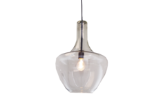 HOMEnhancements 19509 - 14" Clear Glass Beehive Pendant- Matte Black Finish- Black Braided Cord