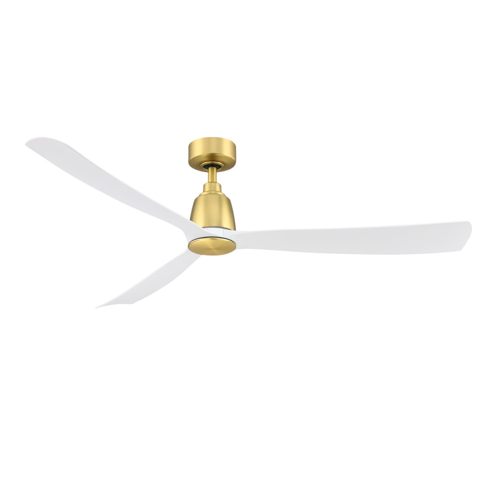 Kute 60 inch Indoor/Outdoor Ceiling Fan - Brushed Satin Brass with Matte White blades