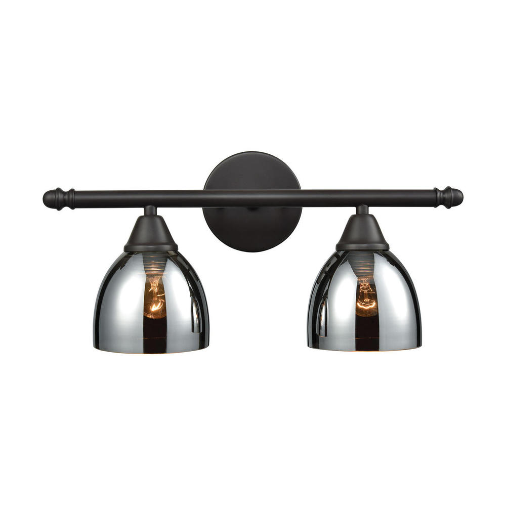 Reflections 2-Light Vanity Lamp in Oil Rubbed Bronze with Chrome-plated Glass