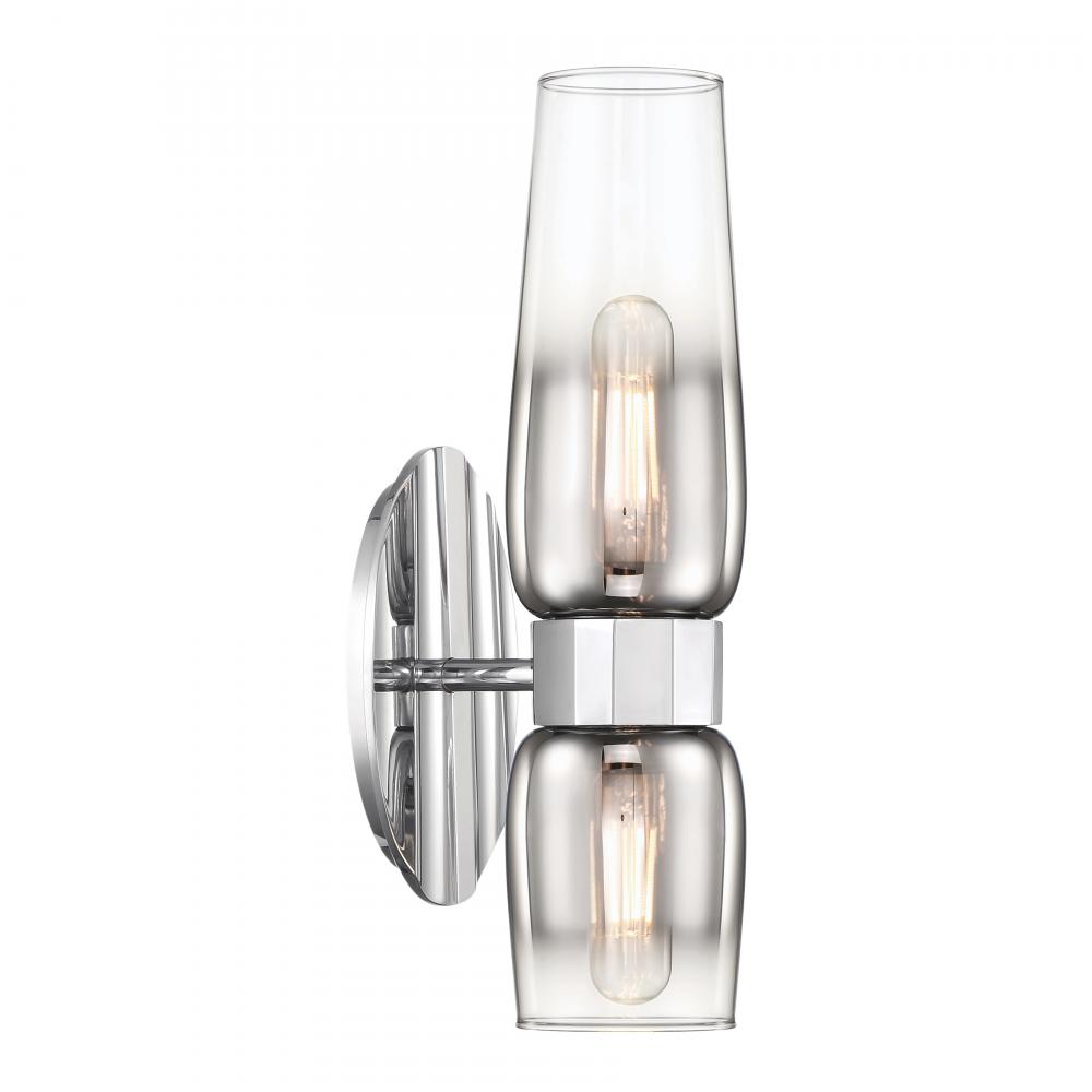 Flame 14'' High 2-Light Sconce - Chrome