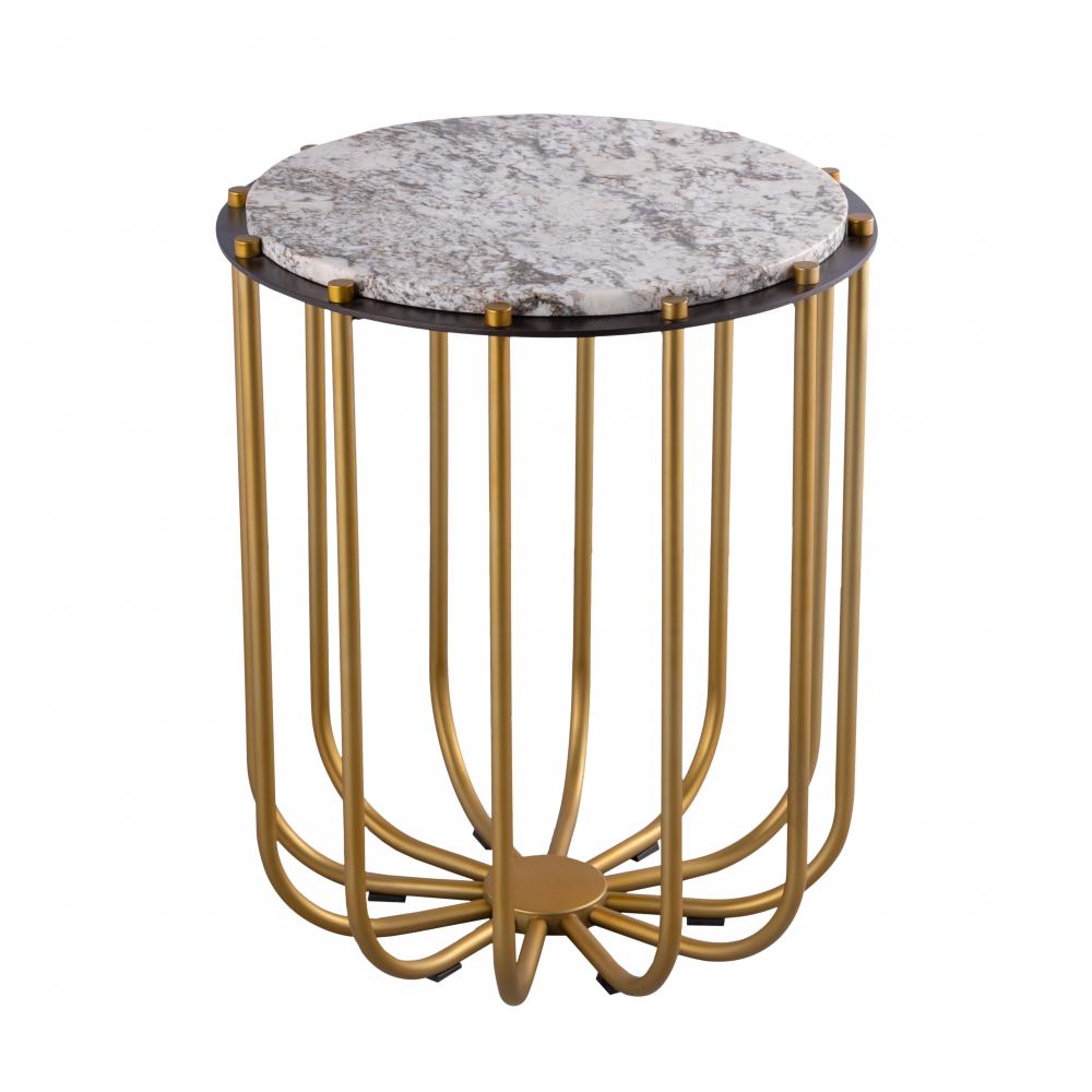 Demille Accent Table - Satin Brass