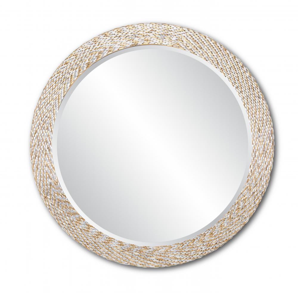 Glimmer Gold & Silver Round Mirror