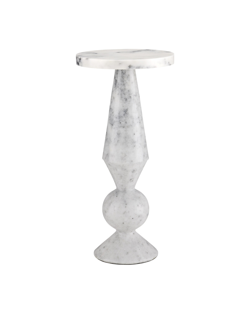 Quince White Marble Accent Table