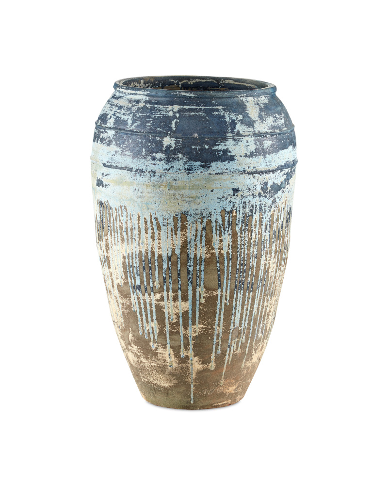 Catania Large Antique Blue Drip Planter